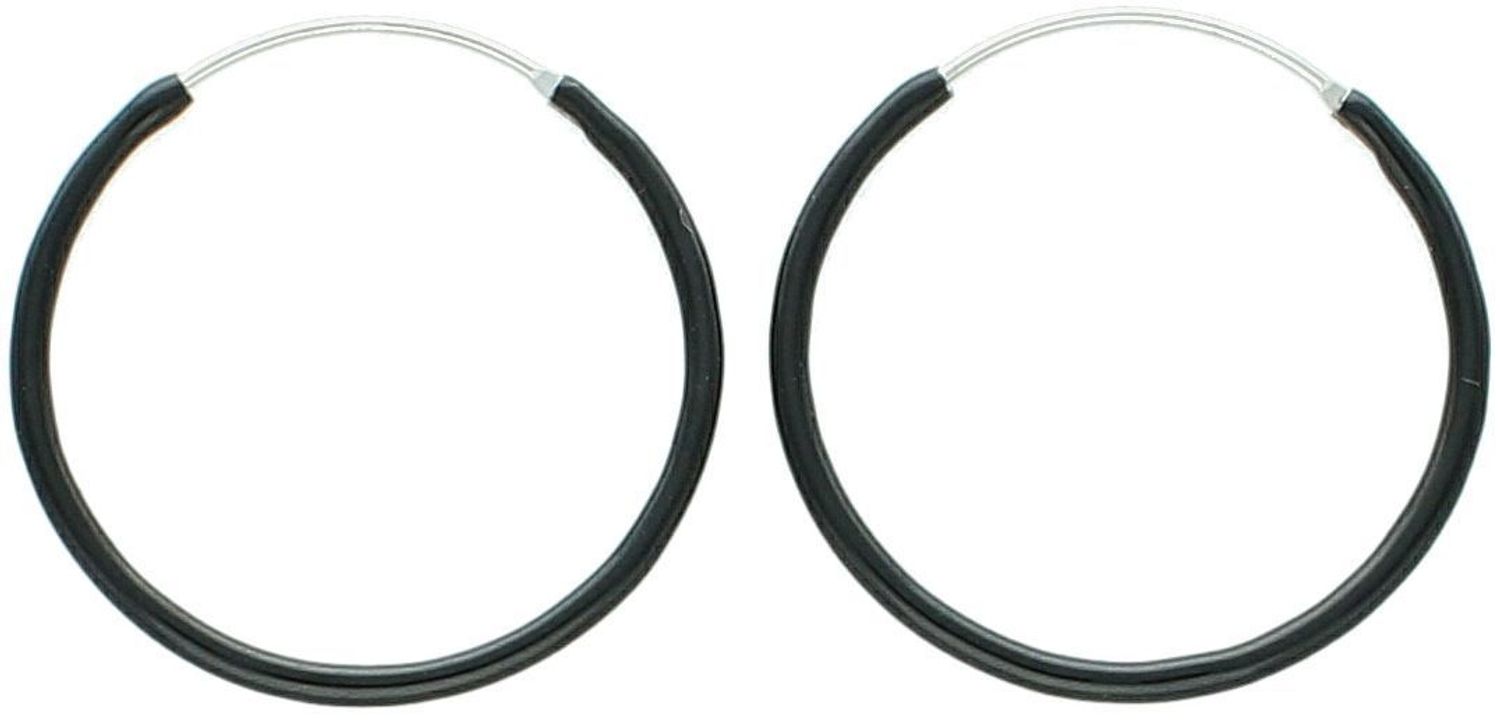 Stylowe kolczyki srebrne damskie DIA-KLC-10732-925, koła pokryte czarną emalią. Próba 925, długość i szerokość 3,0 cm, grubość 2 mm, zapięcie szarnir. Idealne na co dzień i do eleganckich 2.jpg