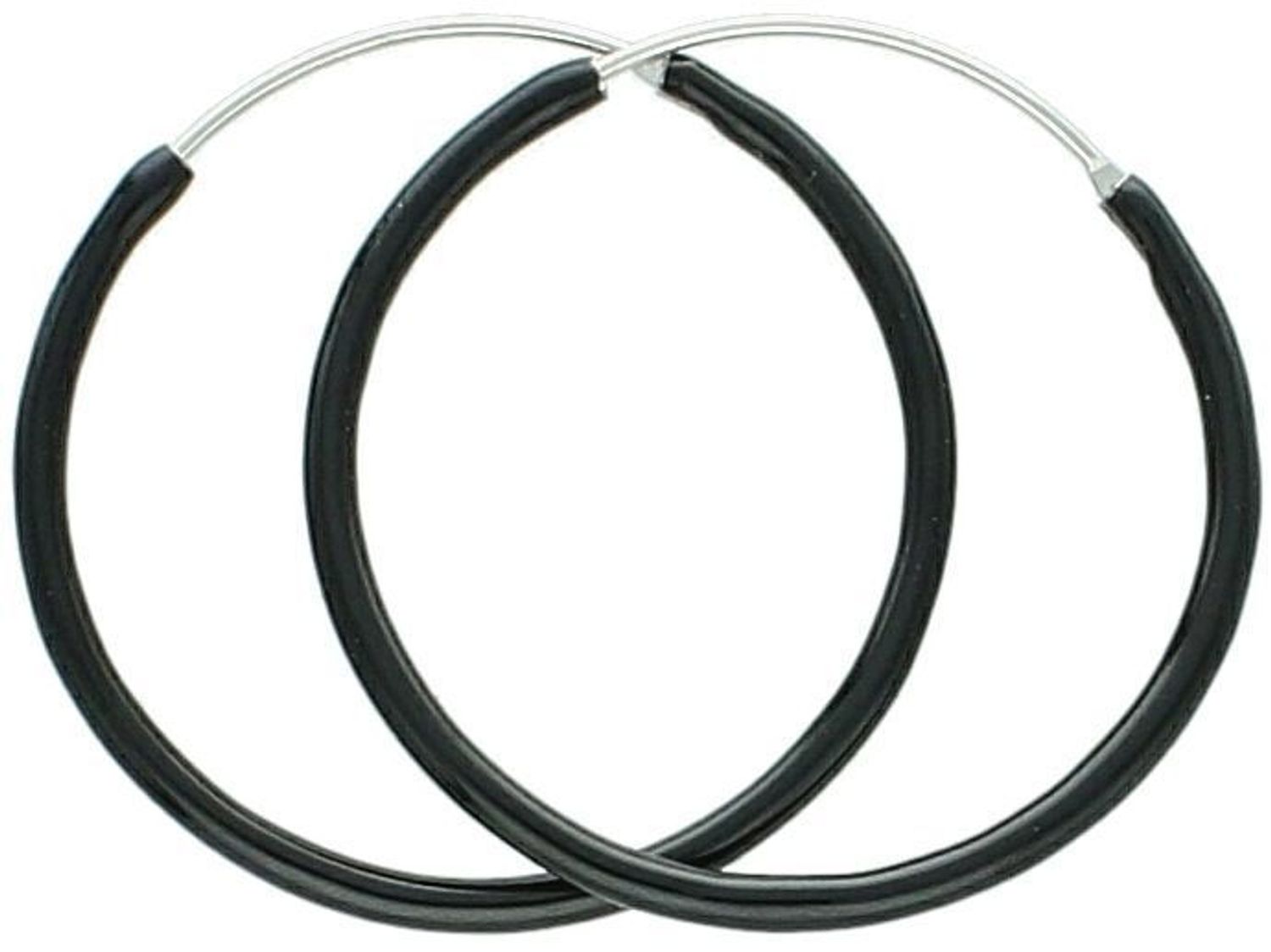 Stylowe kolczyki srebrne damskie DIA-KLC-10732-925, koła pokryte czarną emalią. Próba 925, długość i szerokość 3,0 cm, grubość 2 mm, zapięcie szarnir. Idealne na co dzień i do eleganckich 2.jpg