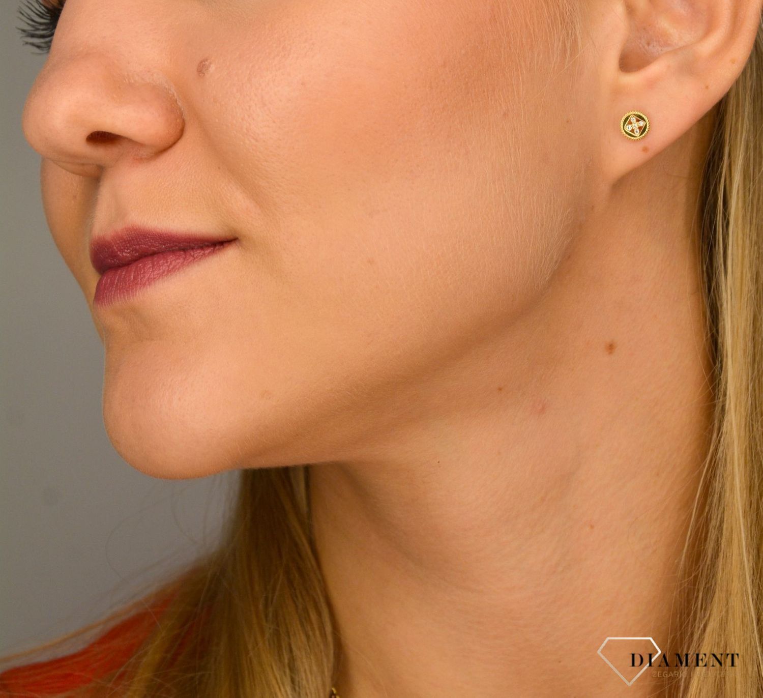 Złote kolczyki 585 w kształcie koła z cyrkonią DIA-KLC-1074-585.jpg