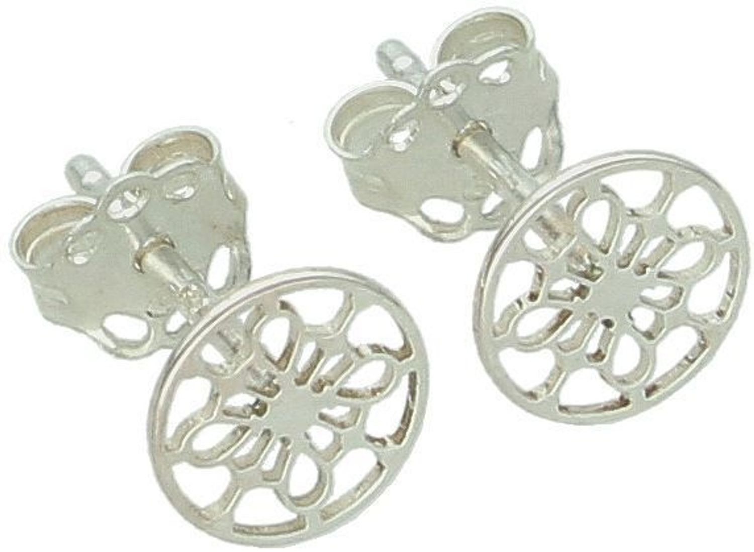 Kolczyki srebrne próba 925, blaszki okrągłe ażurowe DIA-KLC-10743-925 Zanurz się w świecie delikatności i klasy z kolczykami wykonanymi ze srebra najwyższej próby 925. 1.jpg