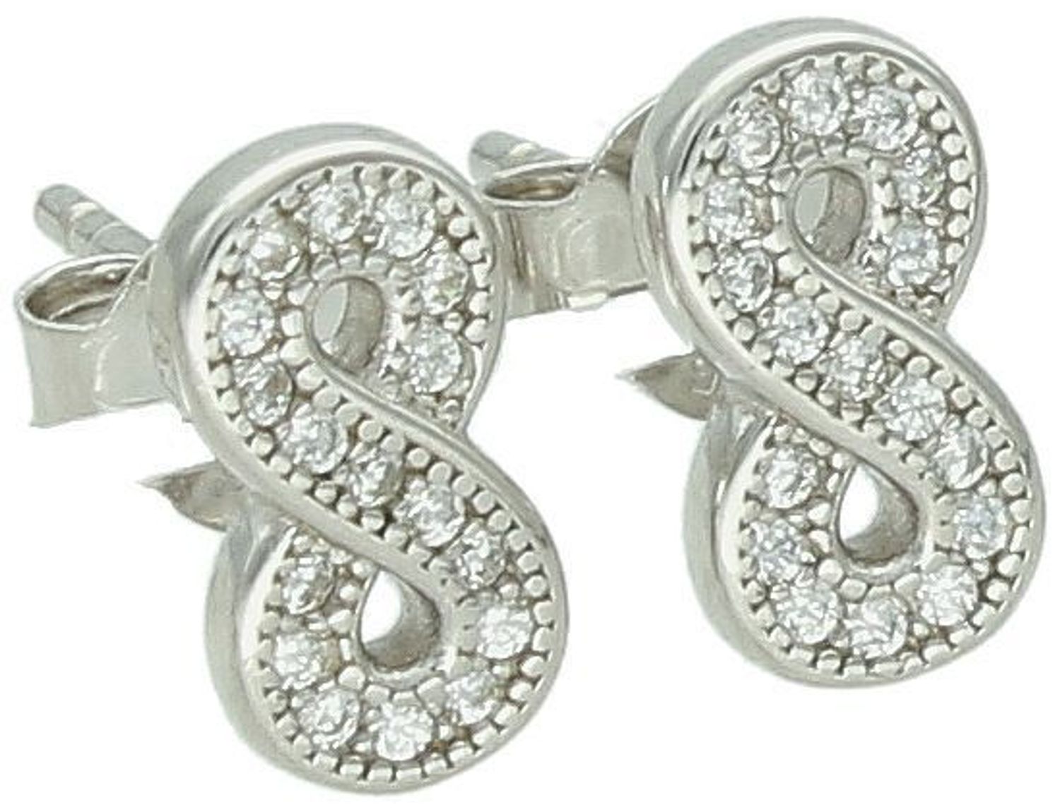 Kolczyki srebrne znak nieskończoności z cyrkonią próba 925, DIA-KLC-10758-925 Kolczyki srebrne z motywem znaku nieskończoności i lśniącą cyrkonią to elegancka propozycja dla kobiet1.jpg