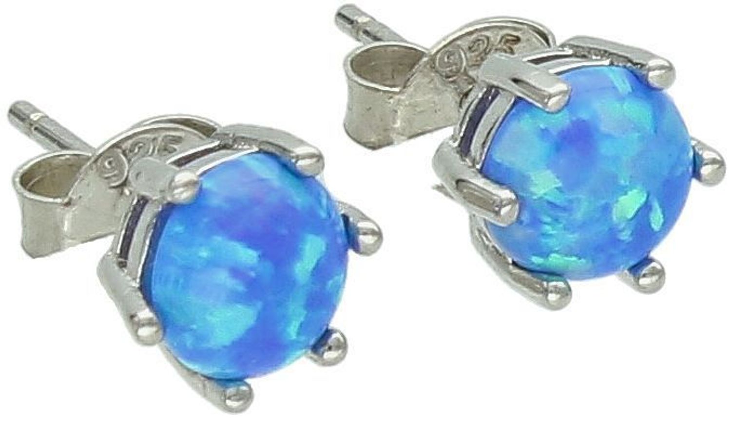 Kolczyki srebrne próba 925, opal syntetyczny niebieski DIA-KLC-10765-925 Olśniewające kolczyki z niebieskim opalem syntetycznym to połączenie elegancji, delikatnego blasku i nowoczesnej formy. 1.jpg