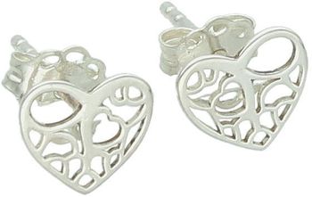 Delikatne kolczyki damskie wykonane ze srebra próby 925 w kształcie ażurowych serduszek. Zapięcie na sztyft, wielkość 7 mm, waga 0,60 g. Model DIA-KLC-10768-925.1.jpg