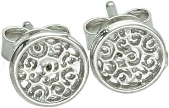 Delikatne kolczyki srebrne okrągłe ażurowe DIA-KLC-10772-925. Wykonane ze srebra próby 925, średnica 6 mm, zapięcie na sztyft, waga 0,70 g. Stylowy i lekki dodatek do każdej stylizacji.1.jpg