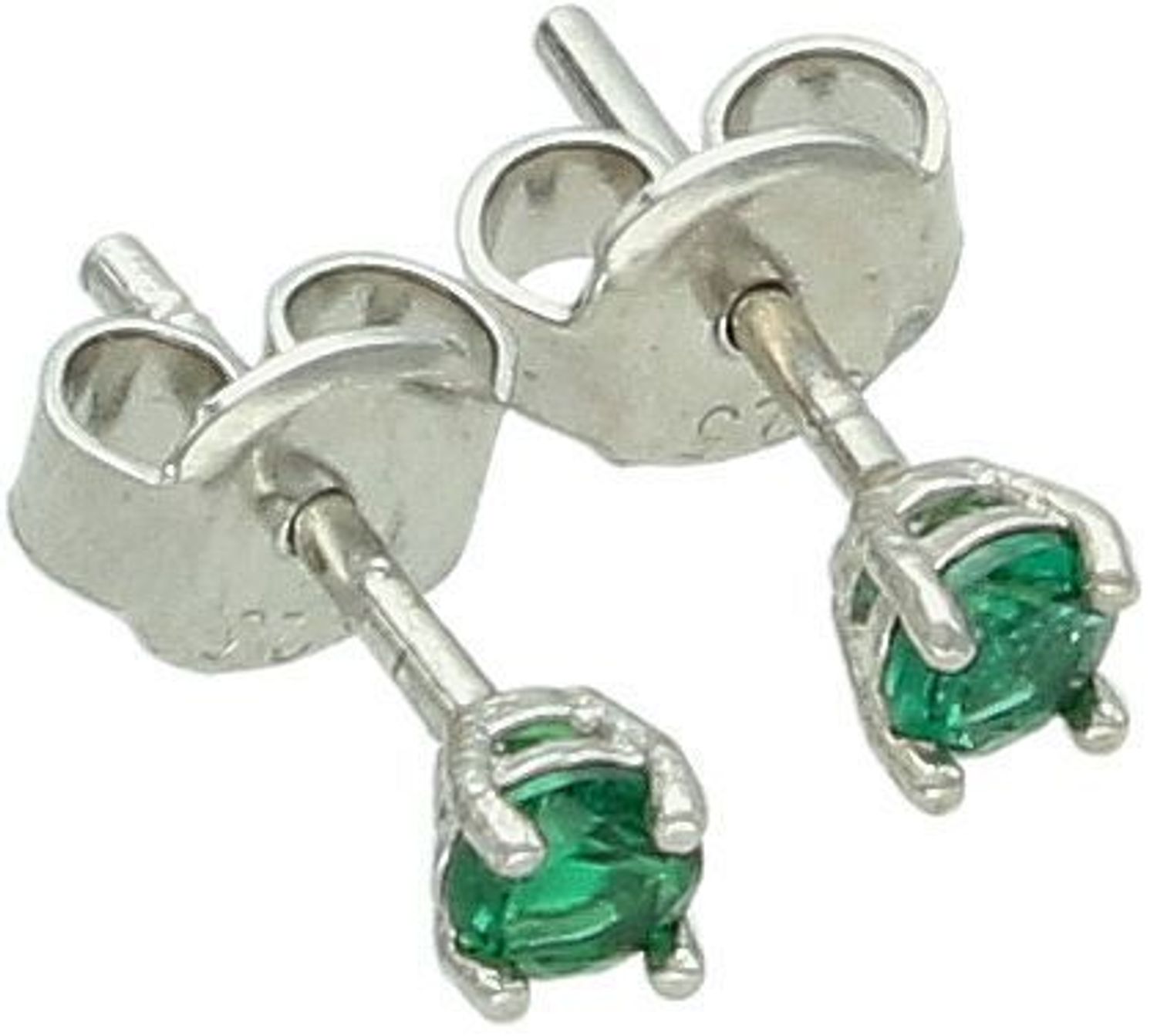 Malutkie kolczyki srebrne 925 z zieloną cyrkonią 3 mm, model DIA-KLC-10773-925, waga 0,60 g. Subtelny i elegancki dodatek na co dzień i na prezent.1.jpg