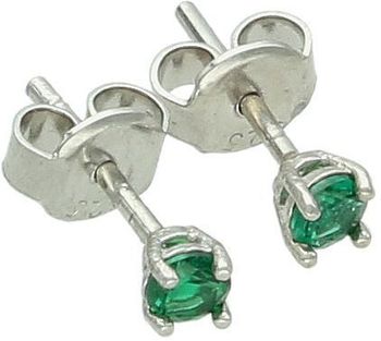 Malutkie kolczyki srebrne 925 z zieloną cyrkonią 3 mm, model DIA-KLC-10773-925, waga 0,60 g. Subtelny i elegancki dodatek na co dzień i na prezent.1.jpg