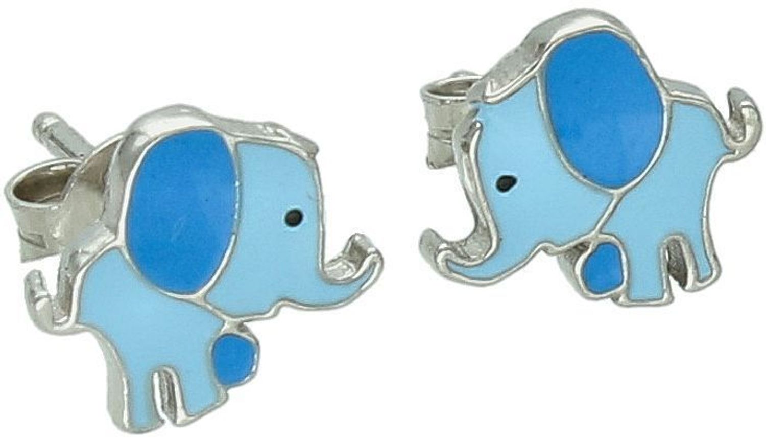 Kolczyki srebrne Niebieskie słoniki na sztyft, próba 925 DIA-KLC-10781-925.  Dziecięca srebrna biżuteria będzie idealnym pomysłem na prezent. Kolorowe kolczyki dla dziewczynki. 1.jpg