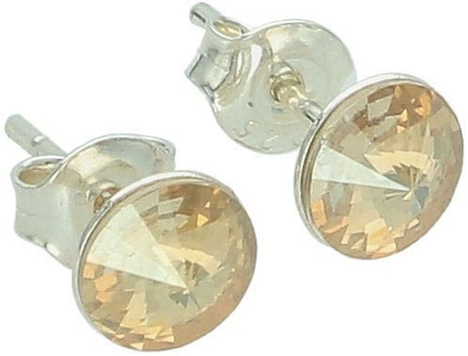 Srebrne kolczyki z okrągłym szampańskim kryształem – kolczyki damskie srebro 925.jpg