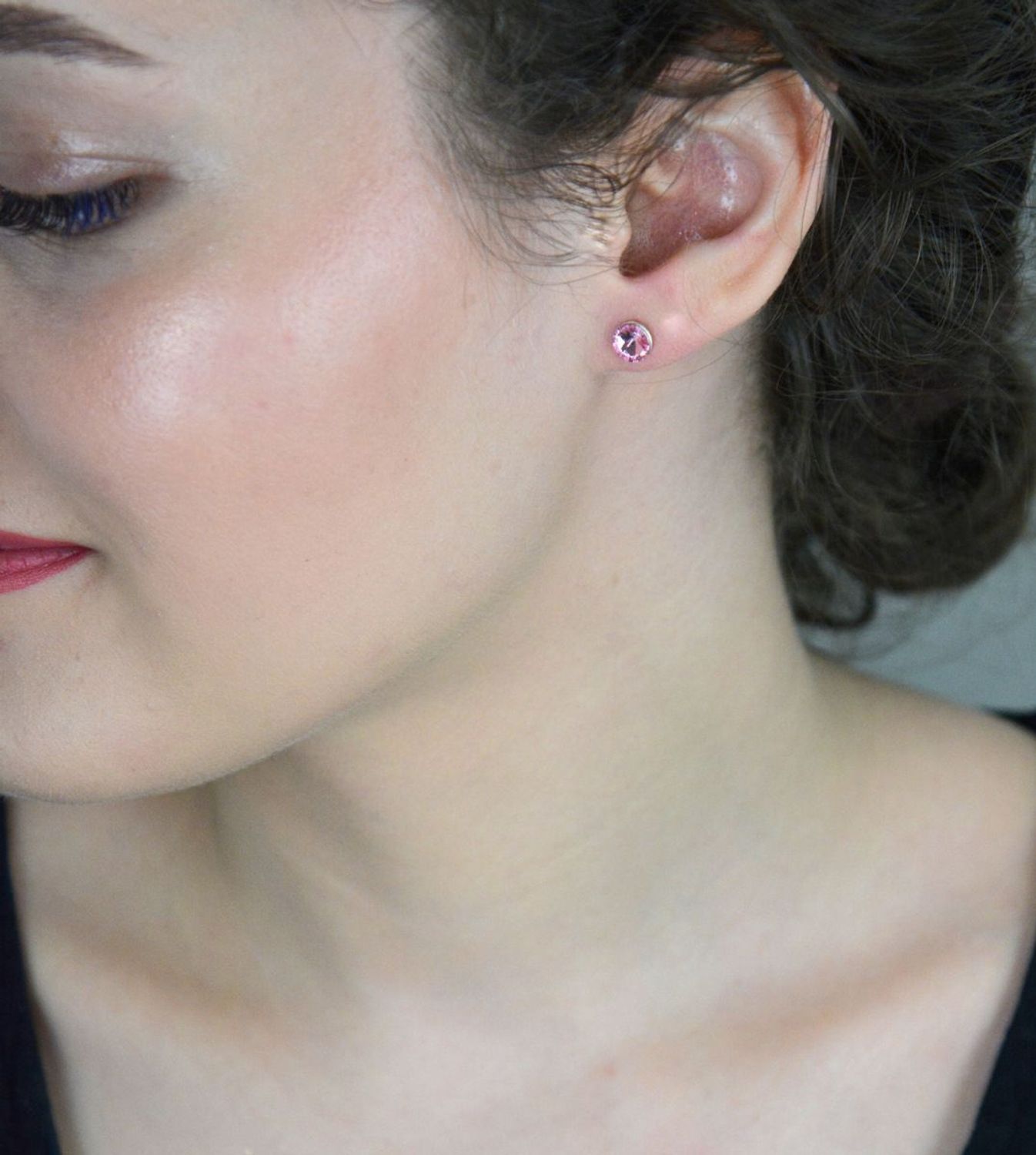 Kolczyki srebrne różowe kryształki Swarovski 925, DIA-KLC-10854-925...jpg