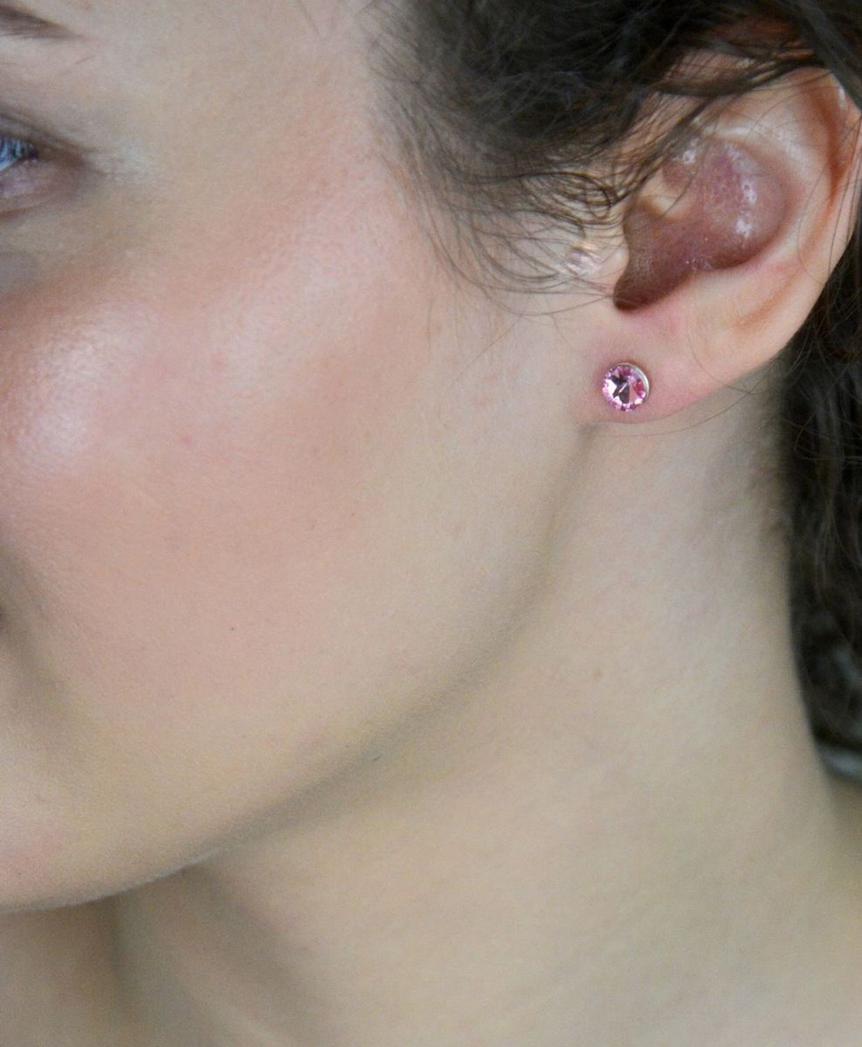 Kolczyki srebrne różowe kryształki Swarovski 925, DIA-KLC-10854-925...jpg