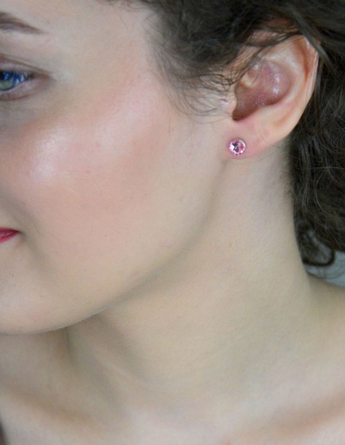 Kolczyki srebrne różowe kryształki Swarovski 925, DIA-KLC-10854-925...jpg