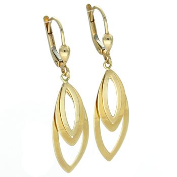 Złote kolczyki 585 wiszące potrójne łezki – eleganckie, długie na biglu.jpg