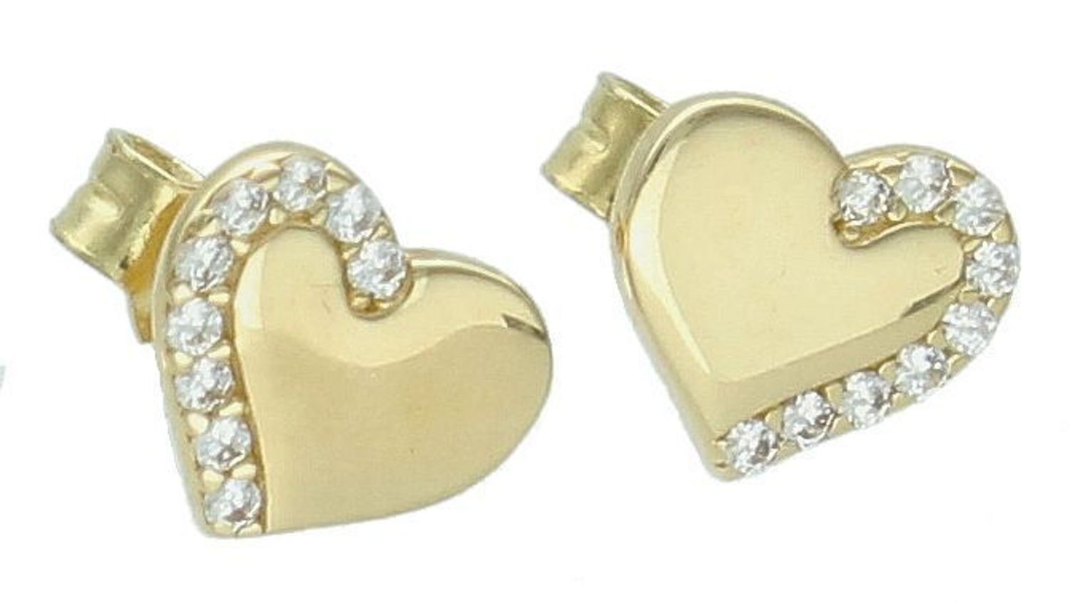 Kolczyki złote serca z cyrkoniami pr 585, DIA-KLC-10879-585 Kolczyki mają kształt serduszka z gładką powierzchnią i cyrkoniami. Kolczyki to ponadczasowa biżuteria, która pasuje 1.jpg
