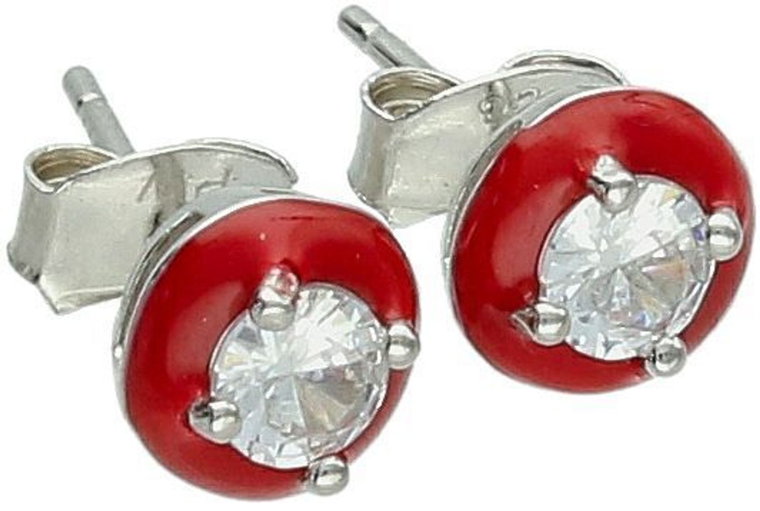 Srebrne kolczyki 925 okrągłe czerwone z cyrkonią Ag.jpg