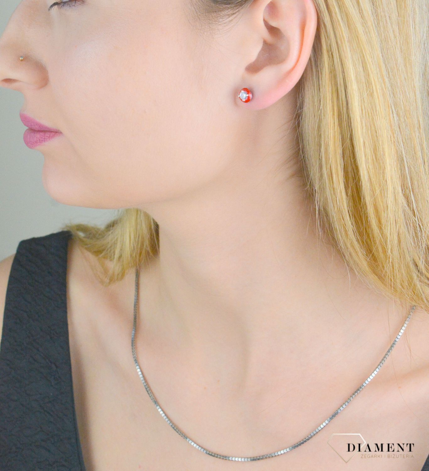 Srebrne kolczyki 925 okrągłe czerwone z cyrkonią Ag.jpg