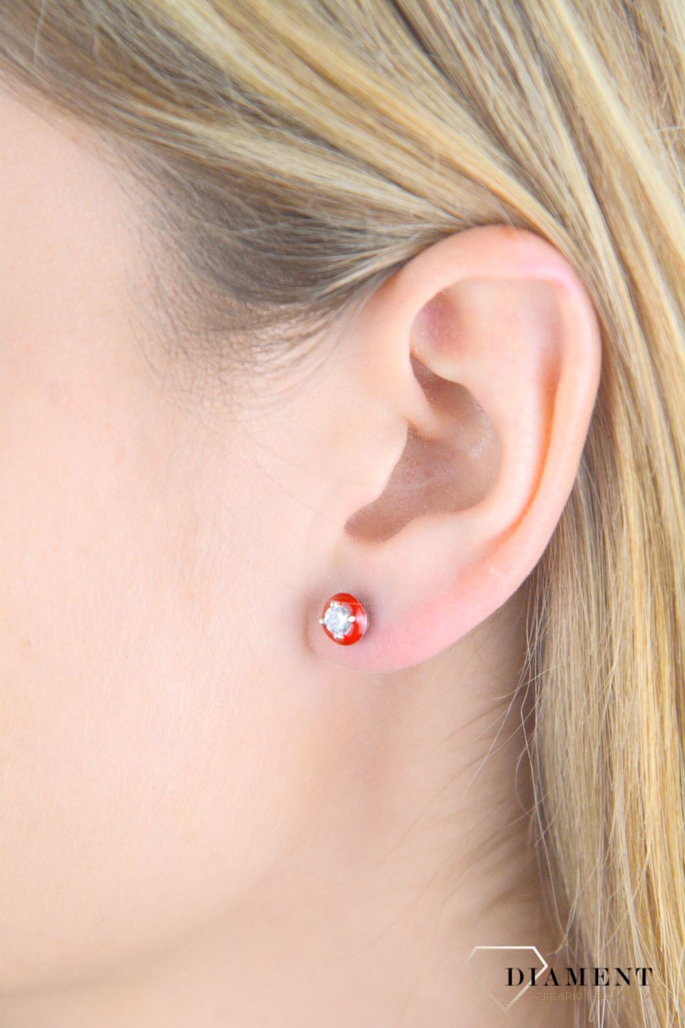 Srebrne kolczyki 925 okrągłe czerwone z cyrkonią Ag.jpg