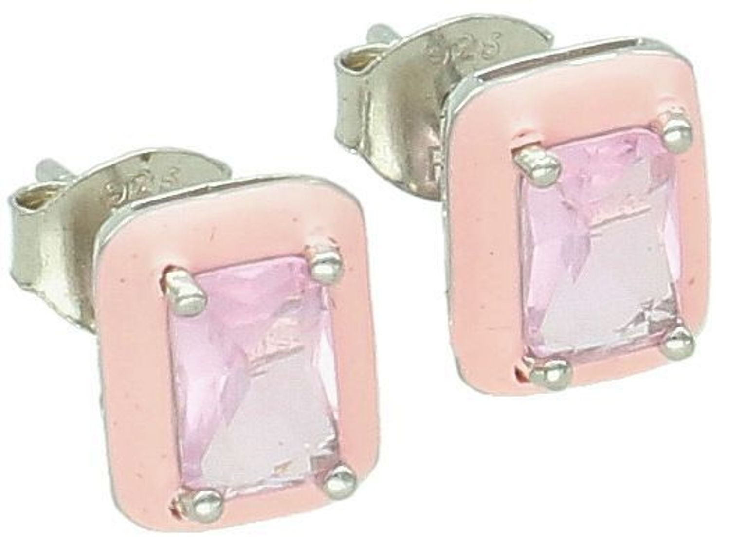 Srebrne kolczyki damskie wkrętki 925 różowe prostokąty.jpg