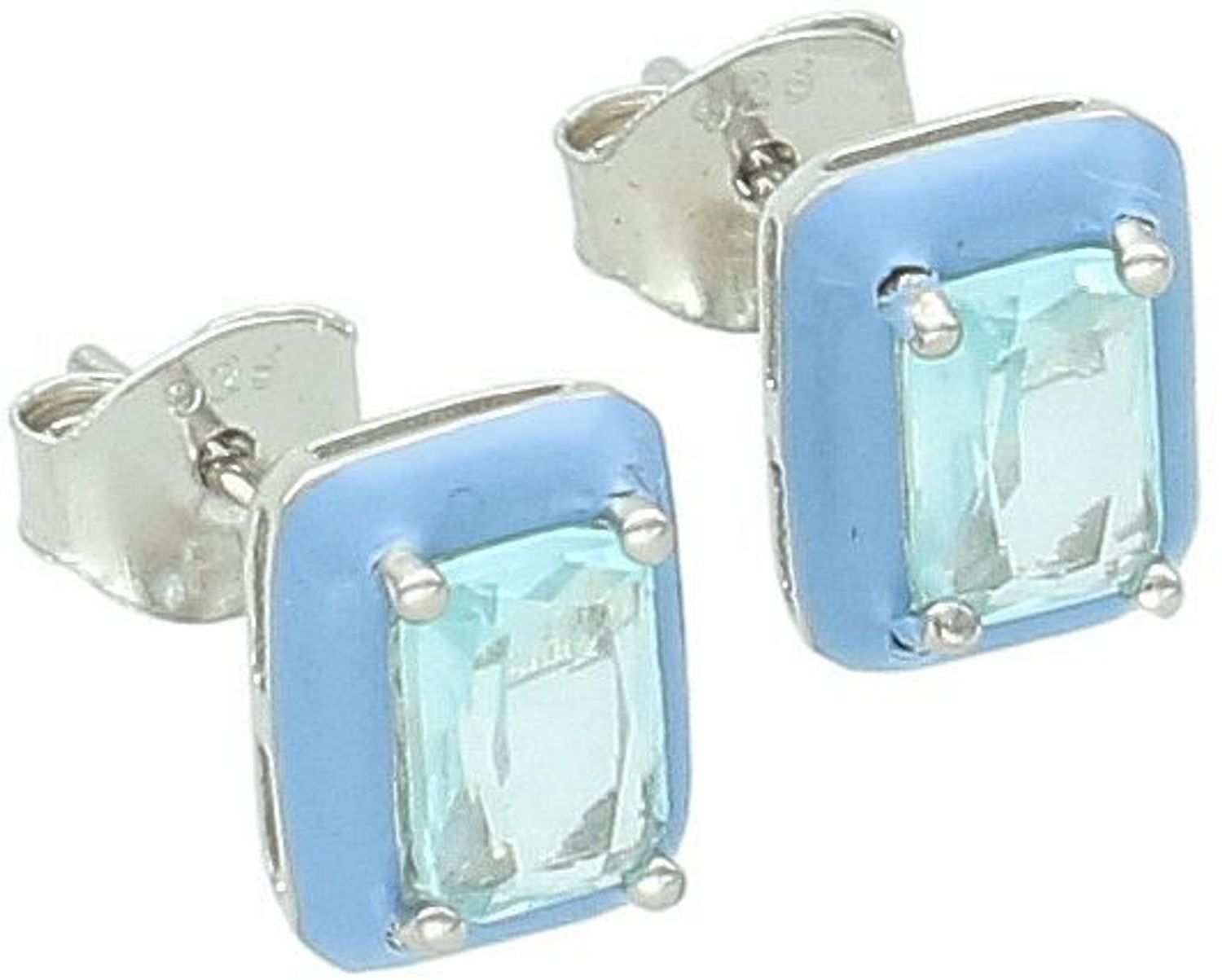 Srebrne kolczyki błękitne prostokąty wkrętki 925, DIA-KLC-10950-925.jpg