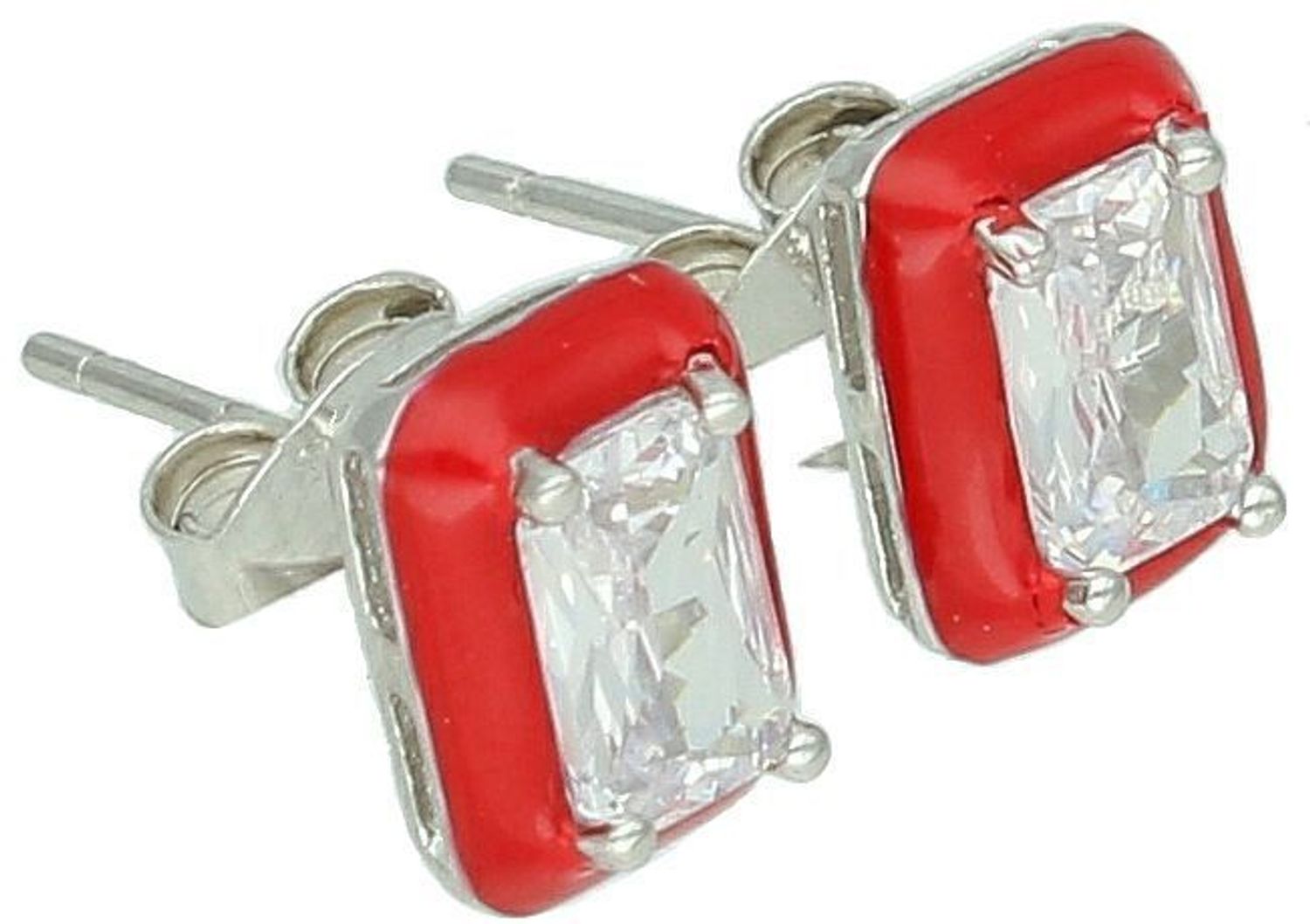 Srebrne kolczyki damskie wkrętki 925 czerwone prostokąty.jpg