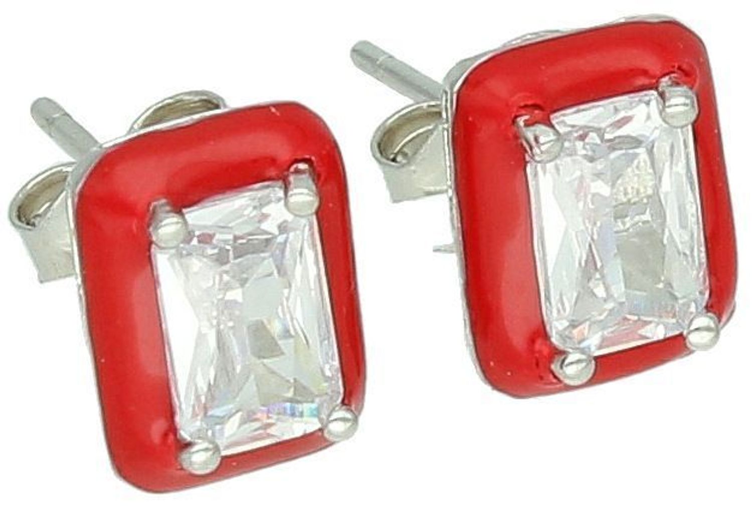 Srebrne kolczyki damskie wkrętki 925 czerwone prostokąty.jpg