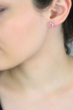 Srebrne kolczyki z różową emalią i cyrkonią – kształt łzy  Srebro 925, romantyczneSrebrne kolczyki (4).jpg