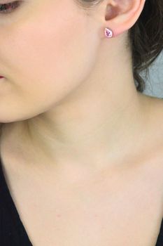 Srebrne kolczyki z różową emalią i cyrkonią – kształt łzy  Srebro 925, romantyczneSrebrne kolczyki (5).jpg