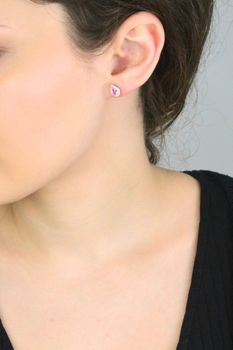 Srebrne kolczyki z różową emalią i cyrkonią – kształt łzy  Srebro 925, romantyczneSrebrne kolczyki (7).jpg