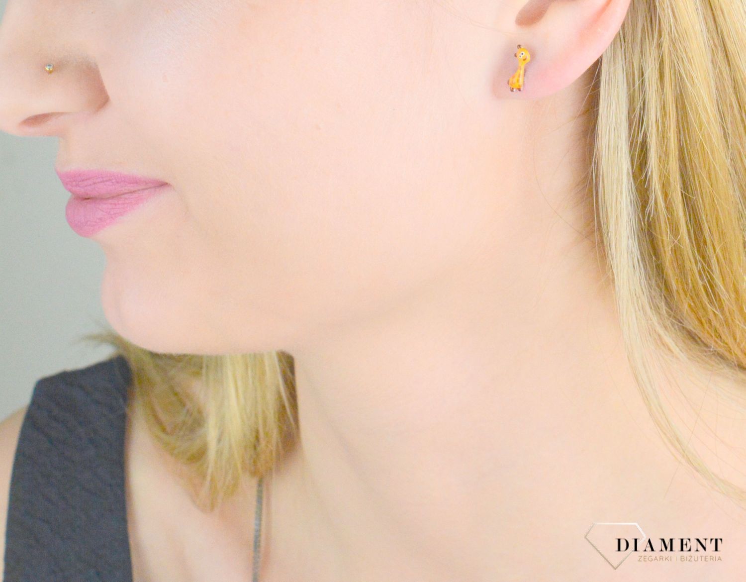 Srebrne kolczyki dziecięce 925 pomarańczowe lamy wkrętki DIA-KLC-10956-925.jpg