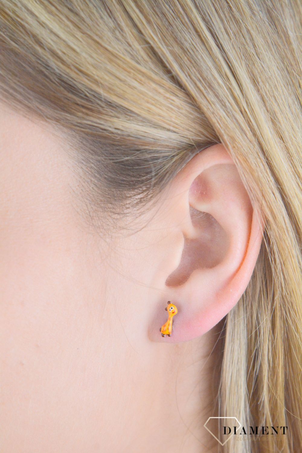 Srebrne kolczyki dziecięce 925 pomarańczowe lamy wkrętki DIA-KLC-10956-925.jpg