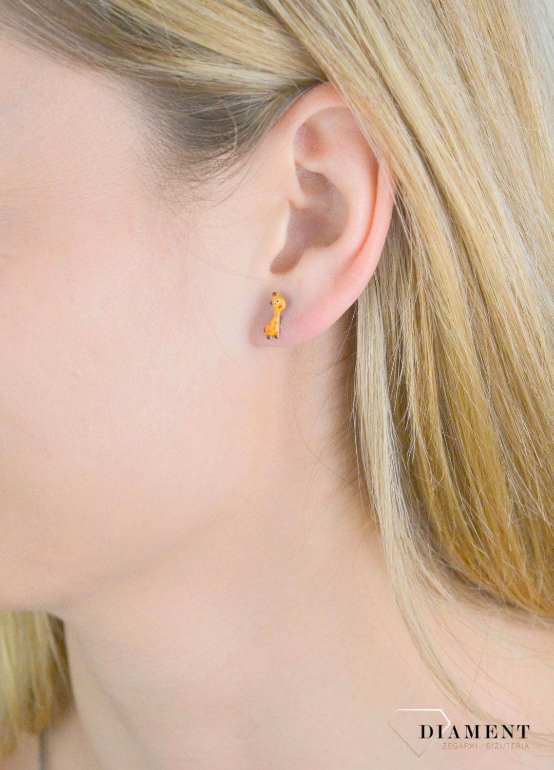 Srebrne kolczyki dziecięce 925 pomarańczowe lamy wkrętki DIA-KLC-10956-925.jpg