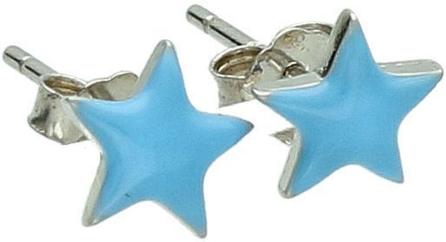 Kolczyki dziecięce srebrne 925 w kształcie gwiazdek z niebieską emalią. Model DIA-KLC-10960-925, wielkość 6 mm, waga 0,70 g, zapięcie na sztyft. Urocze i lekkie kolczyki dla dziewczynki.1.jpg