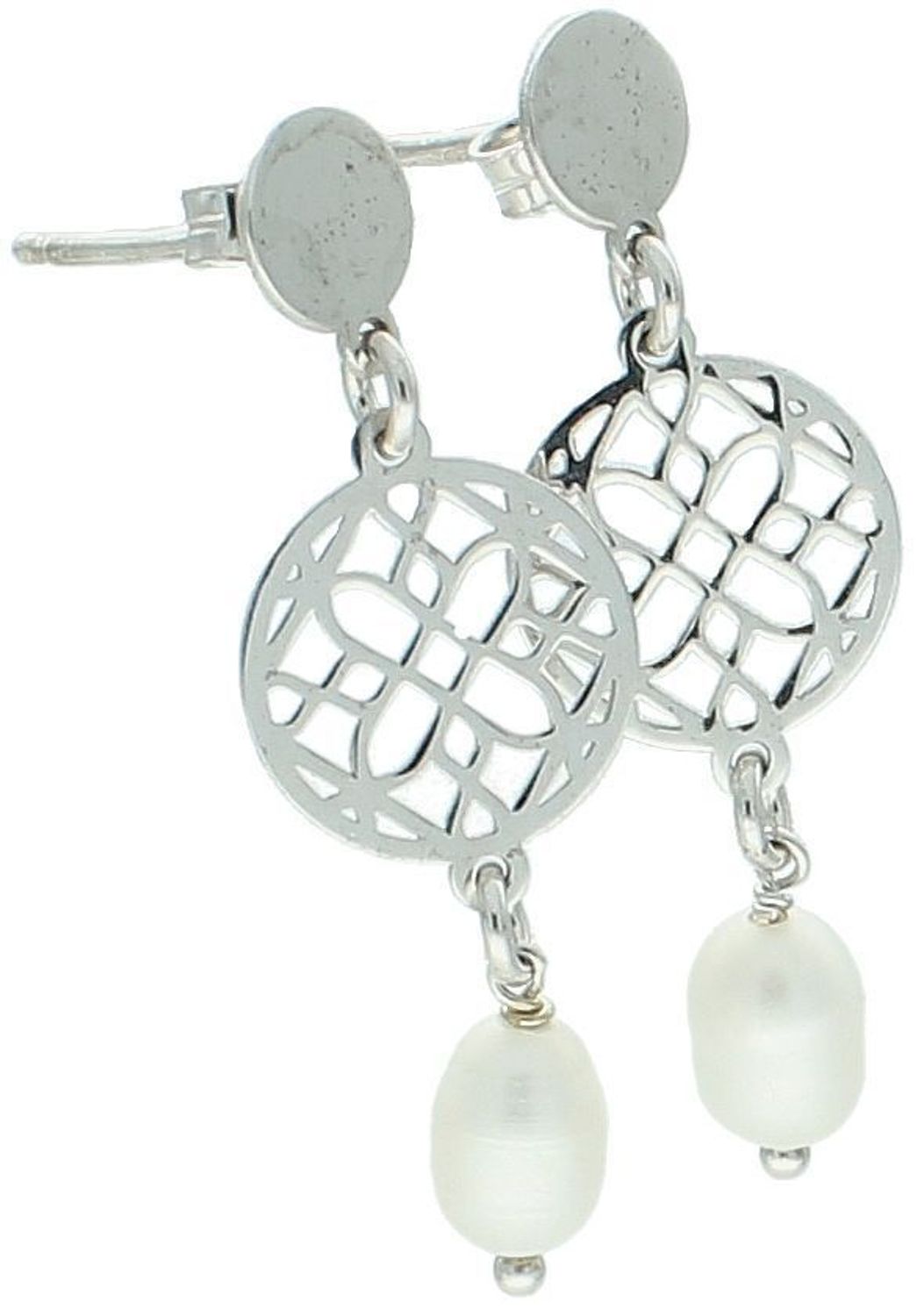 Kolczyki damskie wiszące srebro 925 DIA-KLC-10965-925 – perła i ażurowa blaszka, 3,1 cm.jpg