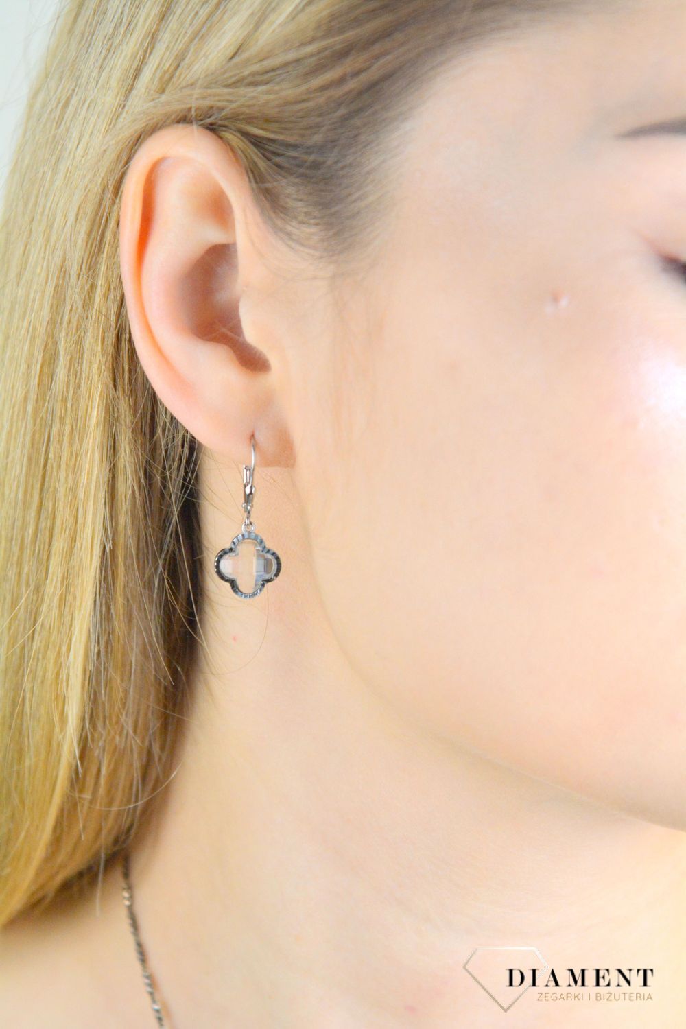 Srebrne kolczyki damskie 925 koniczynki przezroczyste DIA-KLC-10967-925.jpg