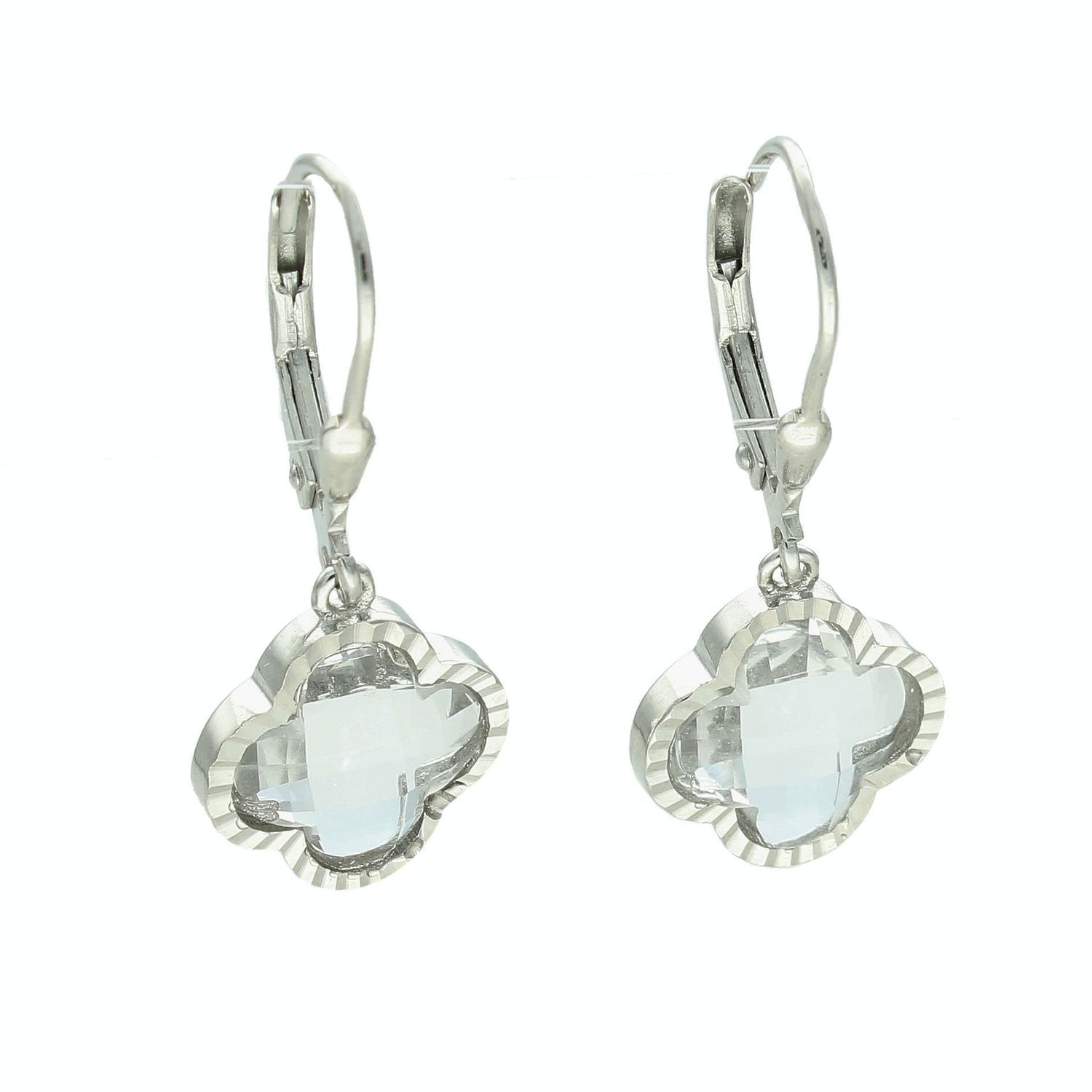 Srebrne kolczyki damskie 925 koniczynki przezroczyste DIA-KLC-10967-925.jpg