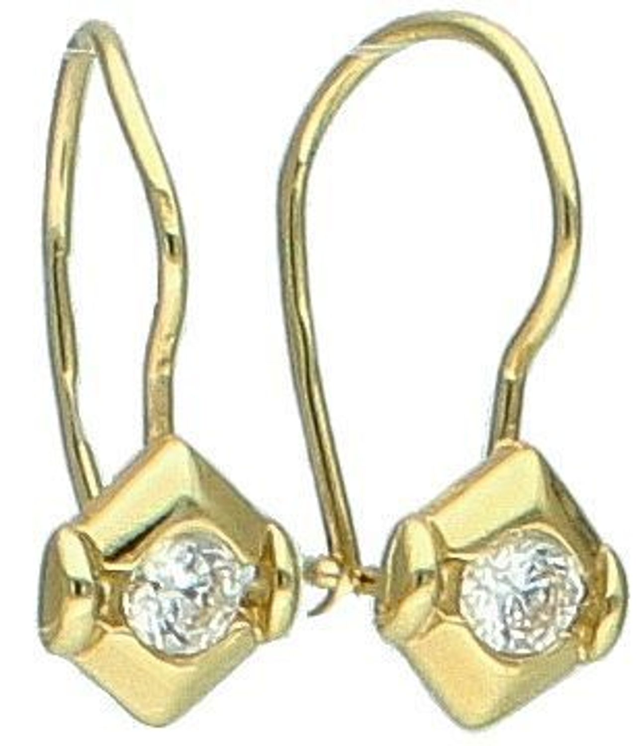 Kolczyki złote Apart wiszące romby z cyrkoniami na bigiel, próba 585 DIA-KLC-1100-585.  Złote kolczyki zapinane na bigiel. Złote kolczyki wykonane z najwyższej jakości 2.jpg