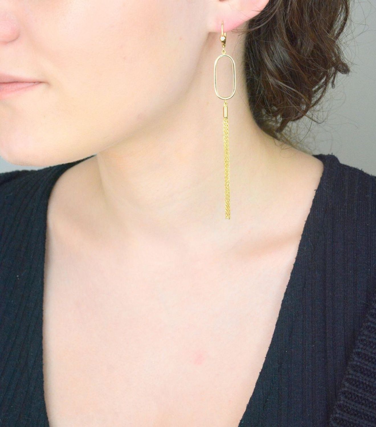 Złote kolczyki wiszące damskie próba 585 DIA-KLC-11044-585.jpg