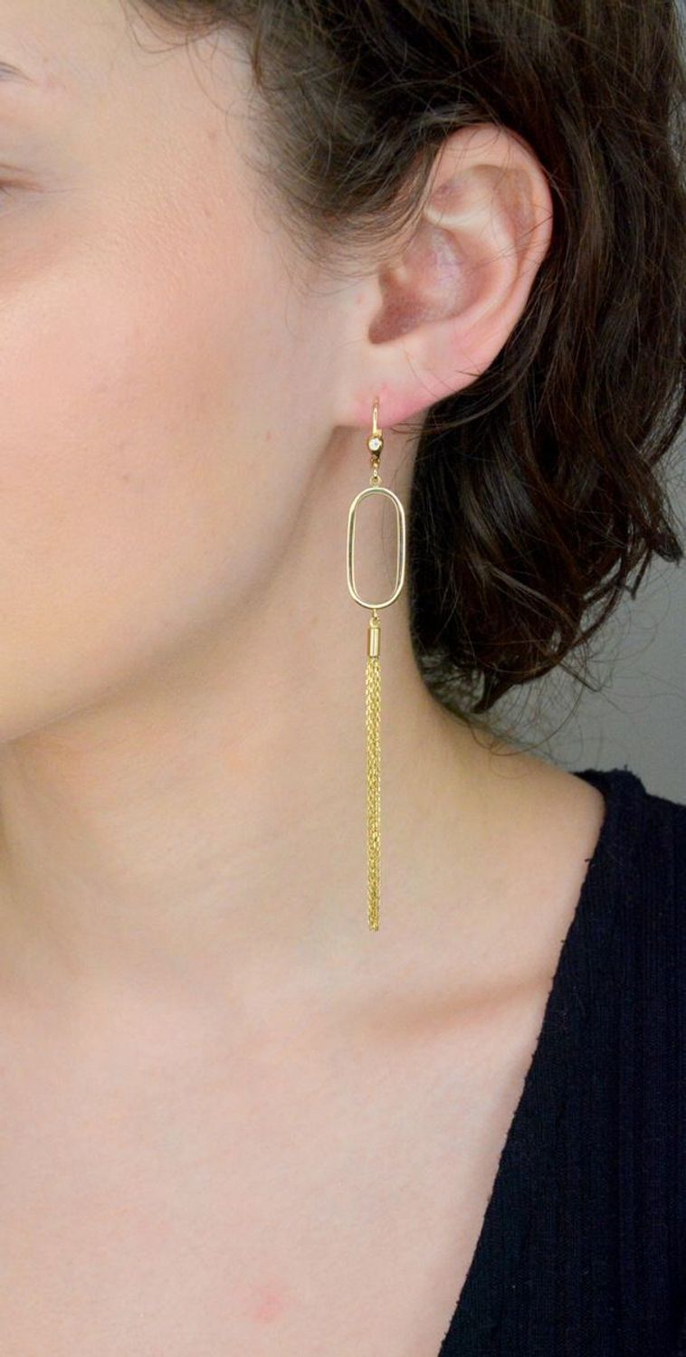 Złote kolczyki wiszące damskie próba 585 DIA-KLC-11044-585.jpg