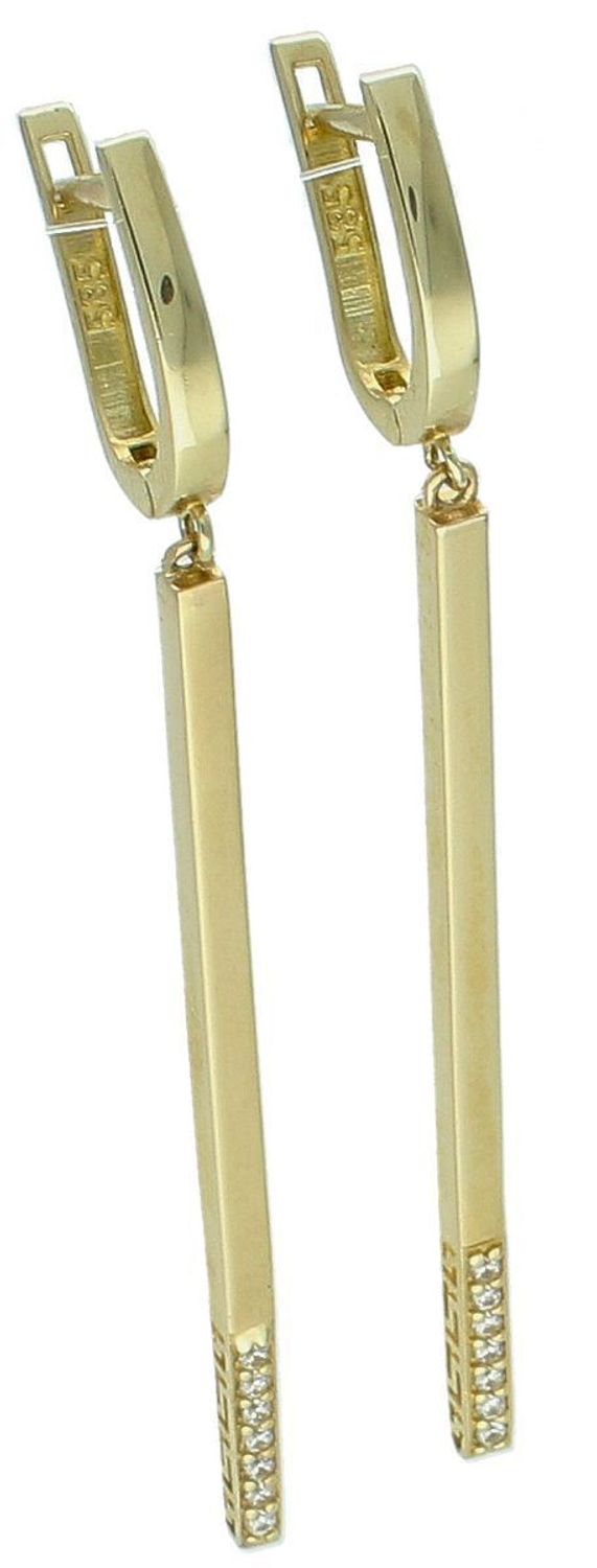 Kolczyki złote wiszące patyczki z cyrkoniami pr 585, DIA-KLC-11108-585 Kolczyki złote w formie wiszących patyczków, wykonane z wysokiej jakości złota próby 585, 1.jpg