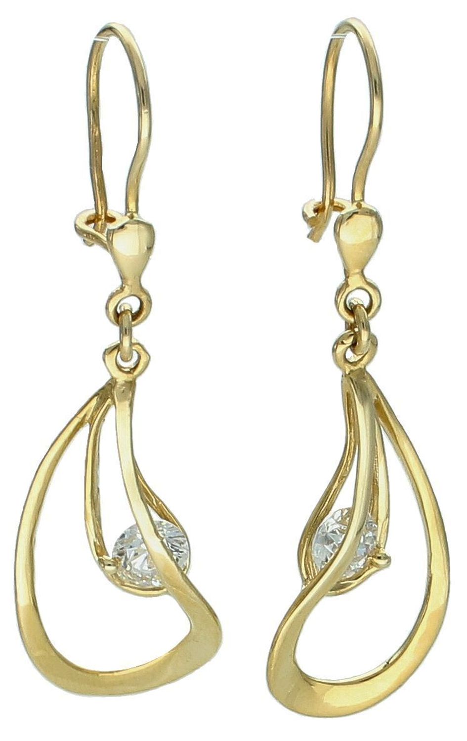 Kolczyki  złote łezki z cyrkoniami pr 585, DIA-KLC-11113W-585  Kolczyki złote łezki z cyrkoniami próby 585 o wadze 4,14 gram to elegancka biżuteria, która łączy w sobie klasyczny design z1.jpg