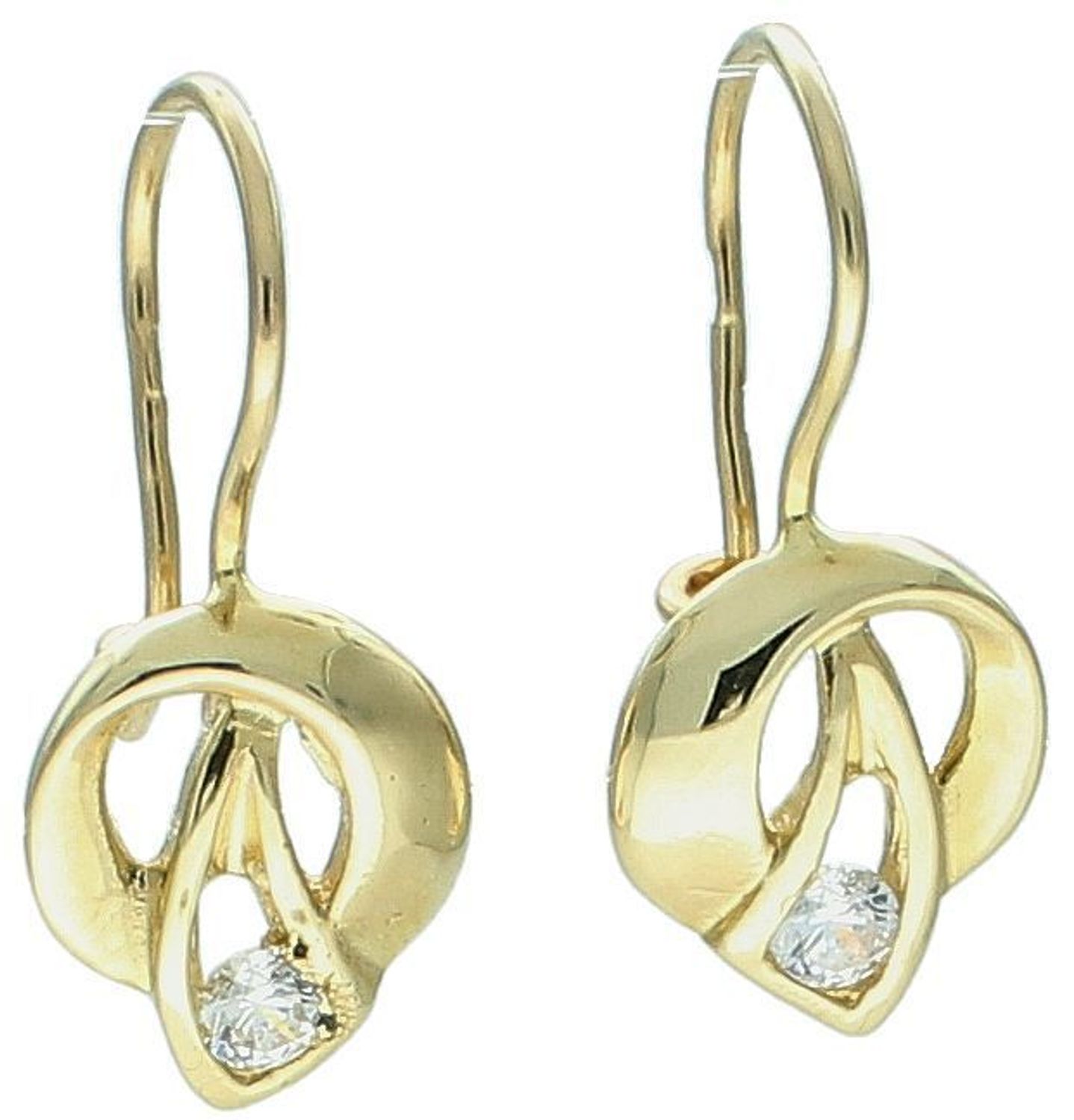 Kolczyki złote 585 damskie Gładkie z jedną cyrkonią DIA-KLC-11122-585 Kolczyki złote to elegancki wybór dla osób ceniących klasykę i subtelną elegancję. Wykonane z wysokiej jakości złota o próbie 585, charakteryzują się gładkim wykończeniem1.jpg