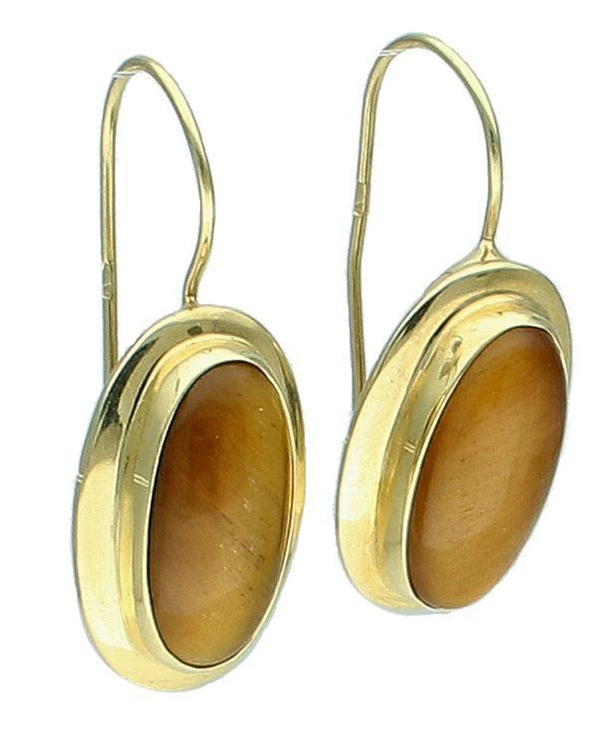 Złote kolczyki tygrysie oko próba 585 DIA-KLC-11126-585.jpg