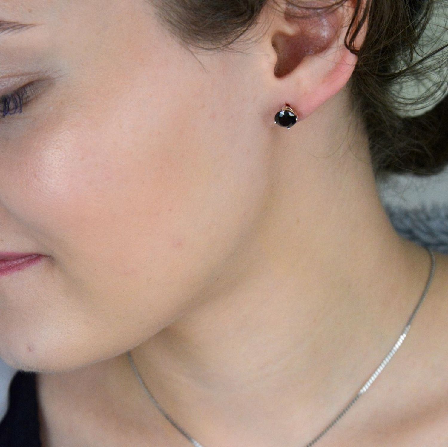 Kolczyki damskie srebrne próba 925, cyrkonia okrągła czarna DIA-KLC-11170-925.jpg