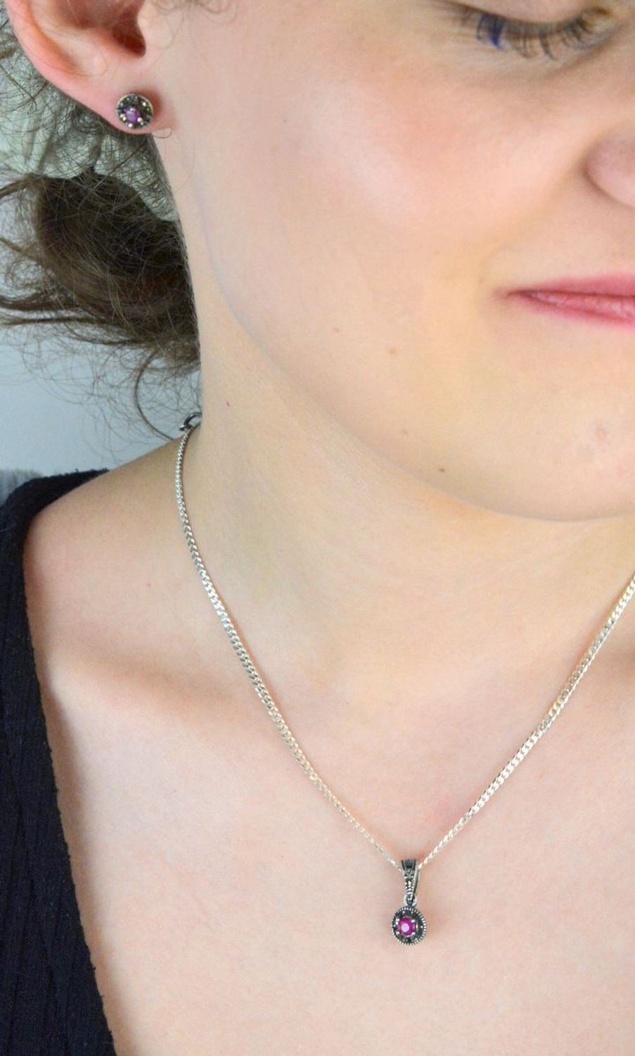 Kolczyki damskie srebrne próba 925, okrągłe z markazytami DIA-KLC-11172-925.jpg