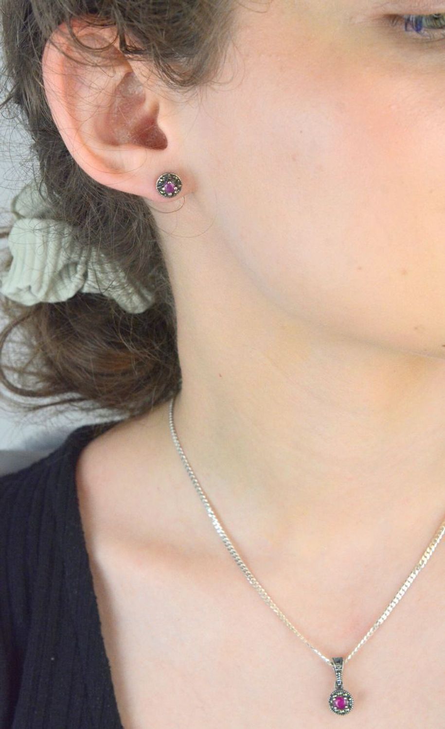 Kolczyki damskie srebrne próba 925, okrągłe z markazytami DIA-KLC-11172-925.jpg