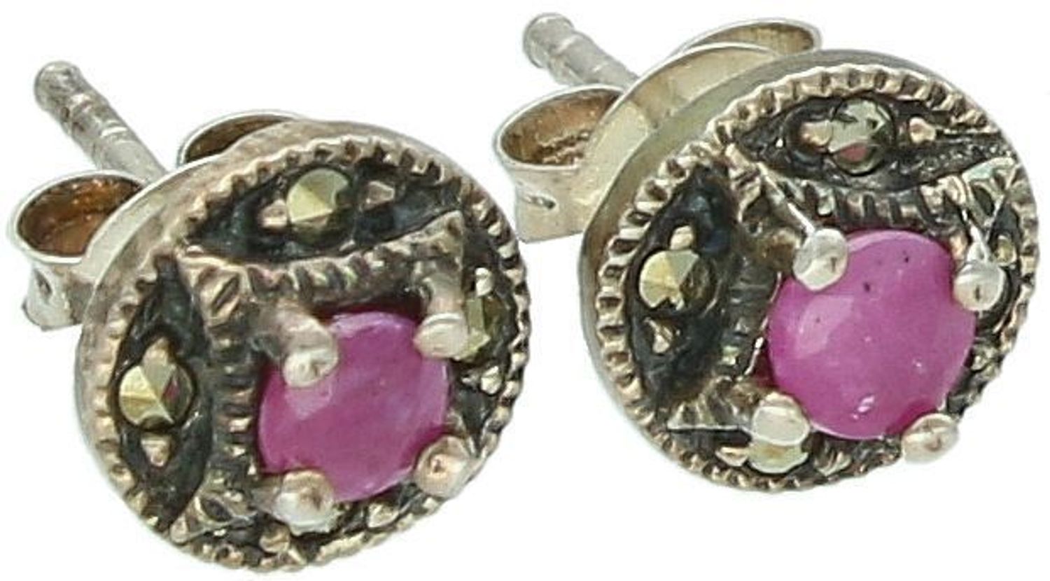 Kolczyki damskie srebrne próba 925, okrągłe z markazytami DIA-KLC-11172-925.jpg