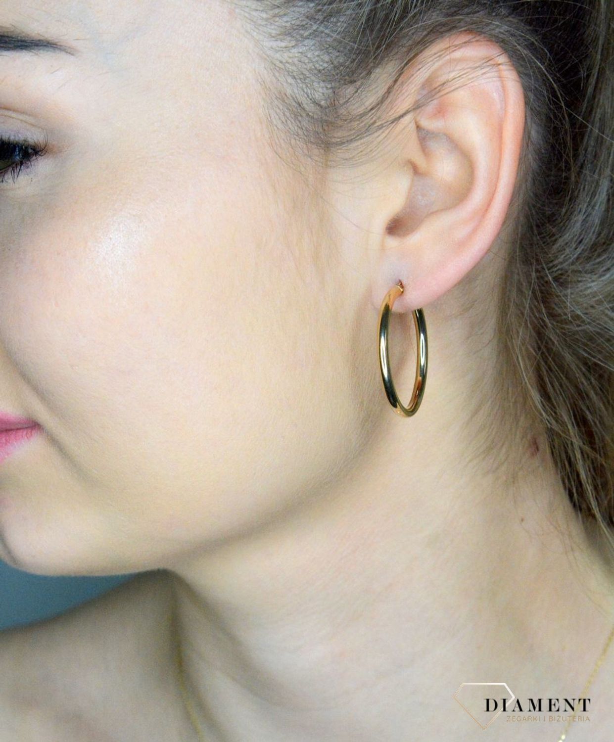 Złote kolczyki damskie 375 złote kolczyki duże koła DIA-KLC-11180-375.jpg