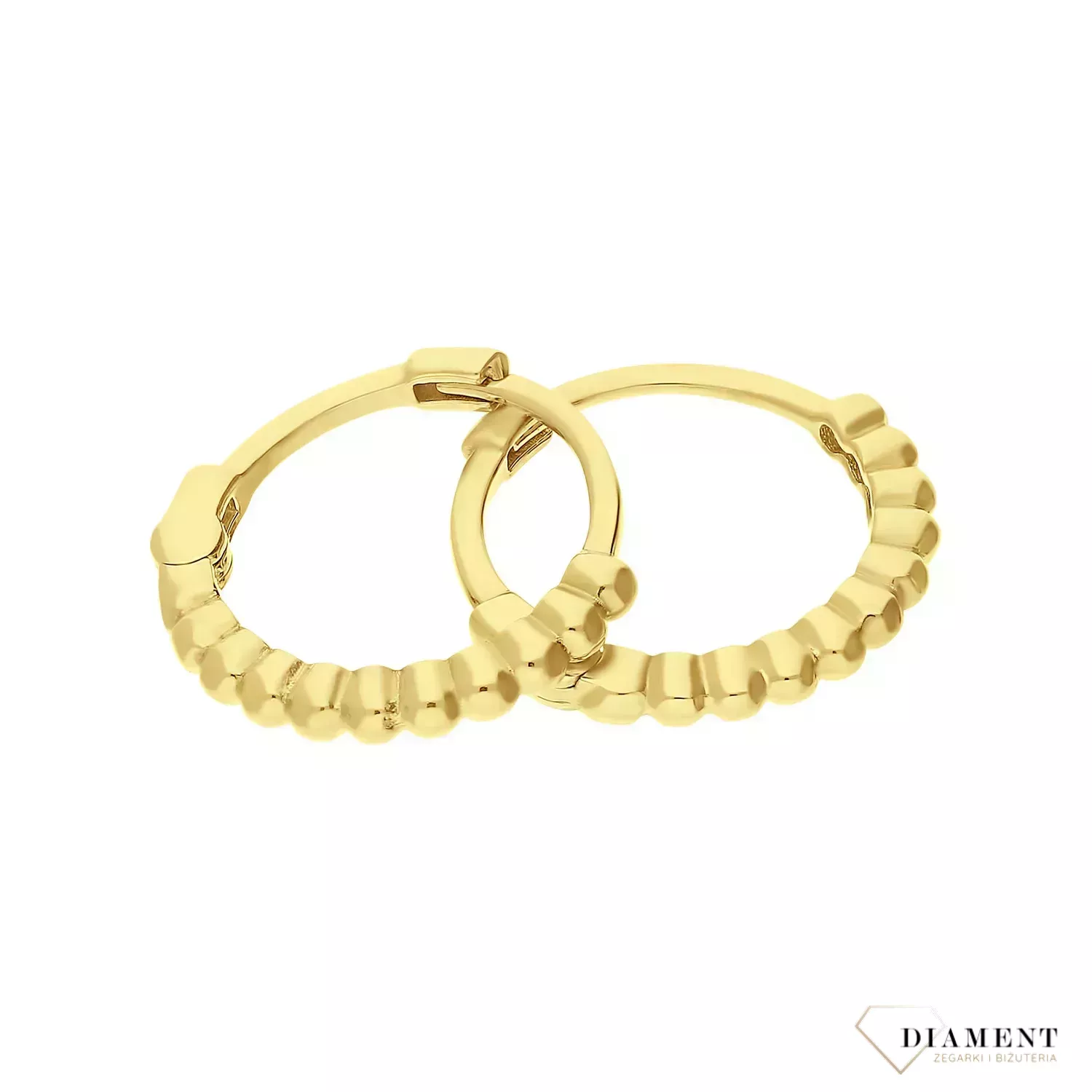 Złote kolczyki damskie 375 złote kolczyki  koła wykonane z kuleczek DIA-KLC-11184-375 Złote kolczyki damski o ponadczasowej formie kółek. Małe kolczyki koła idealne na prezent dla  każdej kobiety. Złote damskie kolc.webp