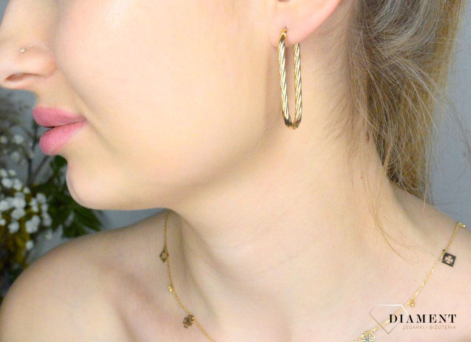 Złote kolczyki damskie 375 Kolczyki Owalne Koła Złoty Sznur DIA-KLC-11187-375.jpg