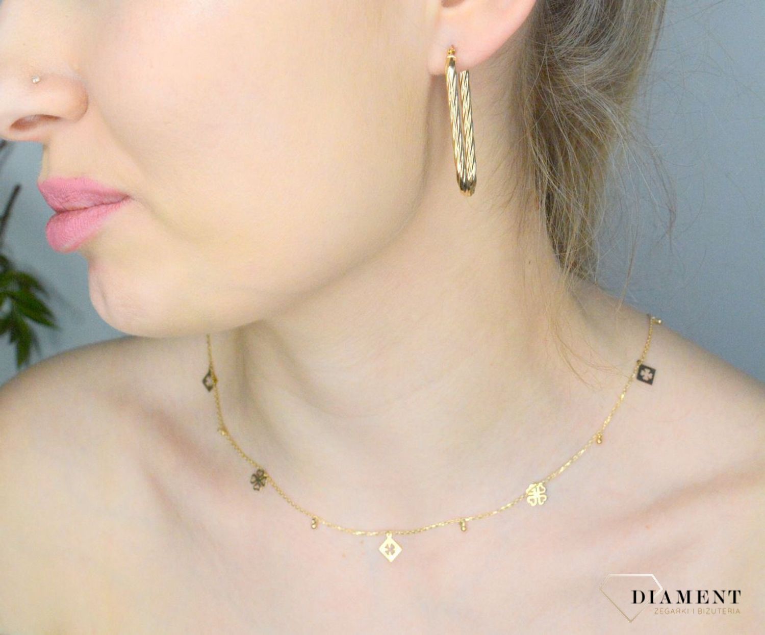 Złote kolczyki damskie 375 Kolczyki Owalne Koła Złoty Sznur DIA-KLC-11187-375.jpg