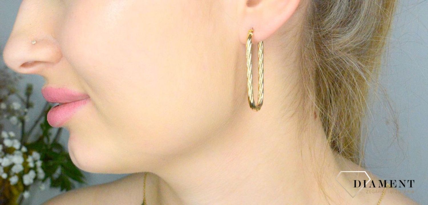Złote kolczyki damskie 375 Kolczyki Owalne Koła Złoty Sznur DIA-KLC-11187-375.jpg